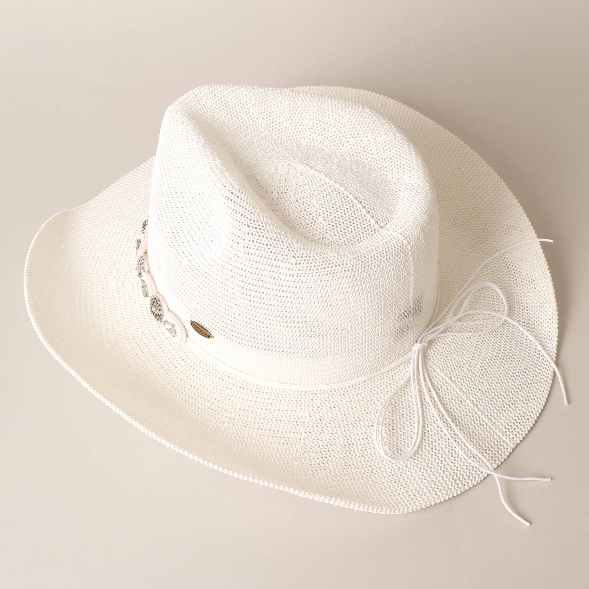 Fashion City - Durango Cowboy Hat with Jeweled Belt: WHITE  display picture 2